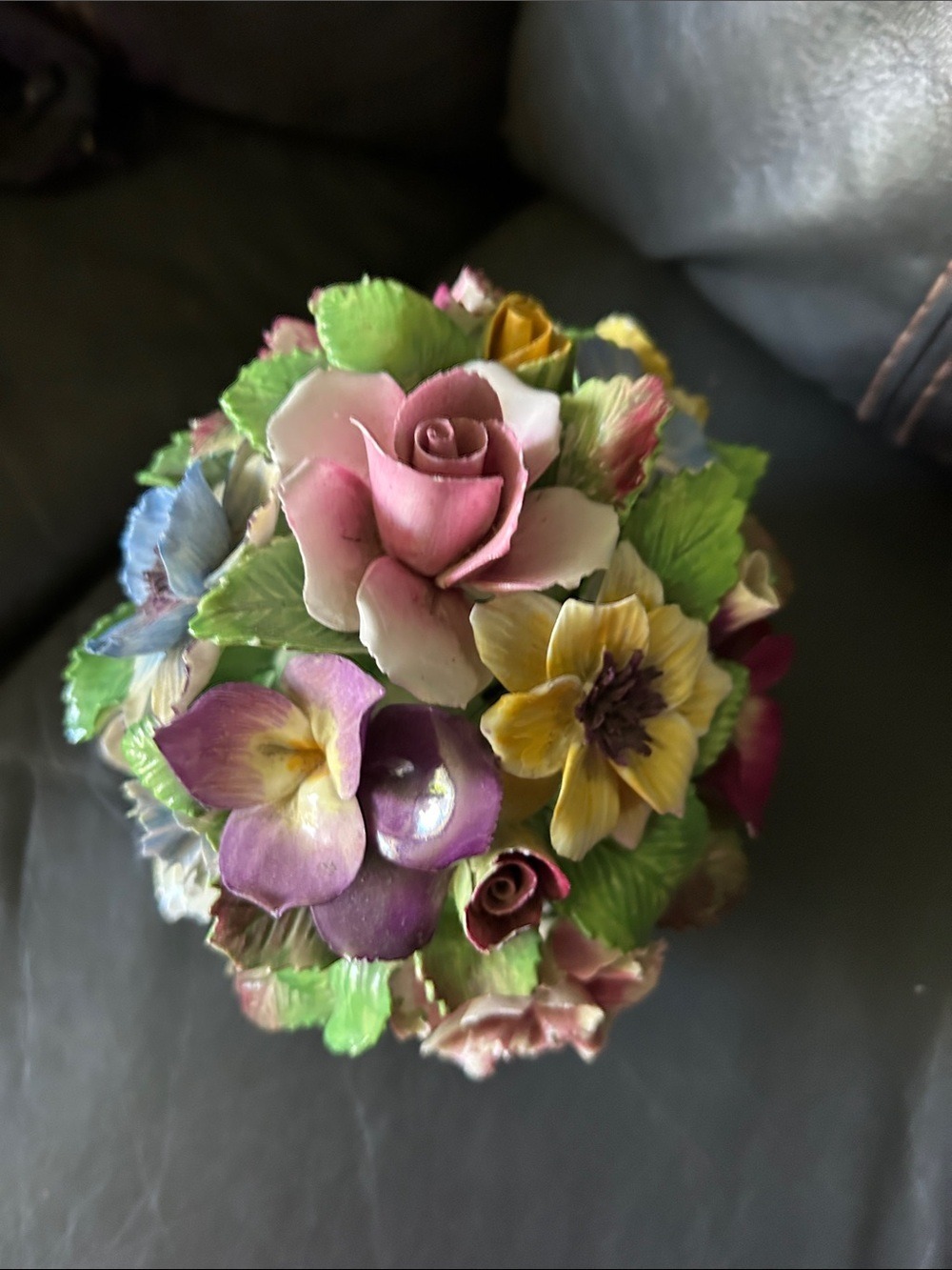 Handcrafted Multicolor Ceramic Floral Bouquet Accent